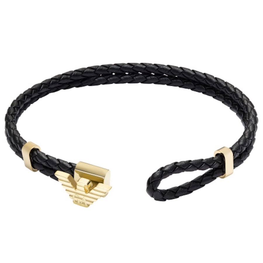Emporio Armani Leather ID Bracelet Black | Mainline Menswear us